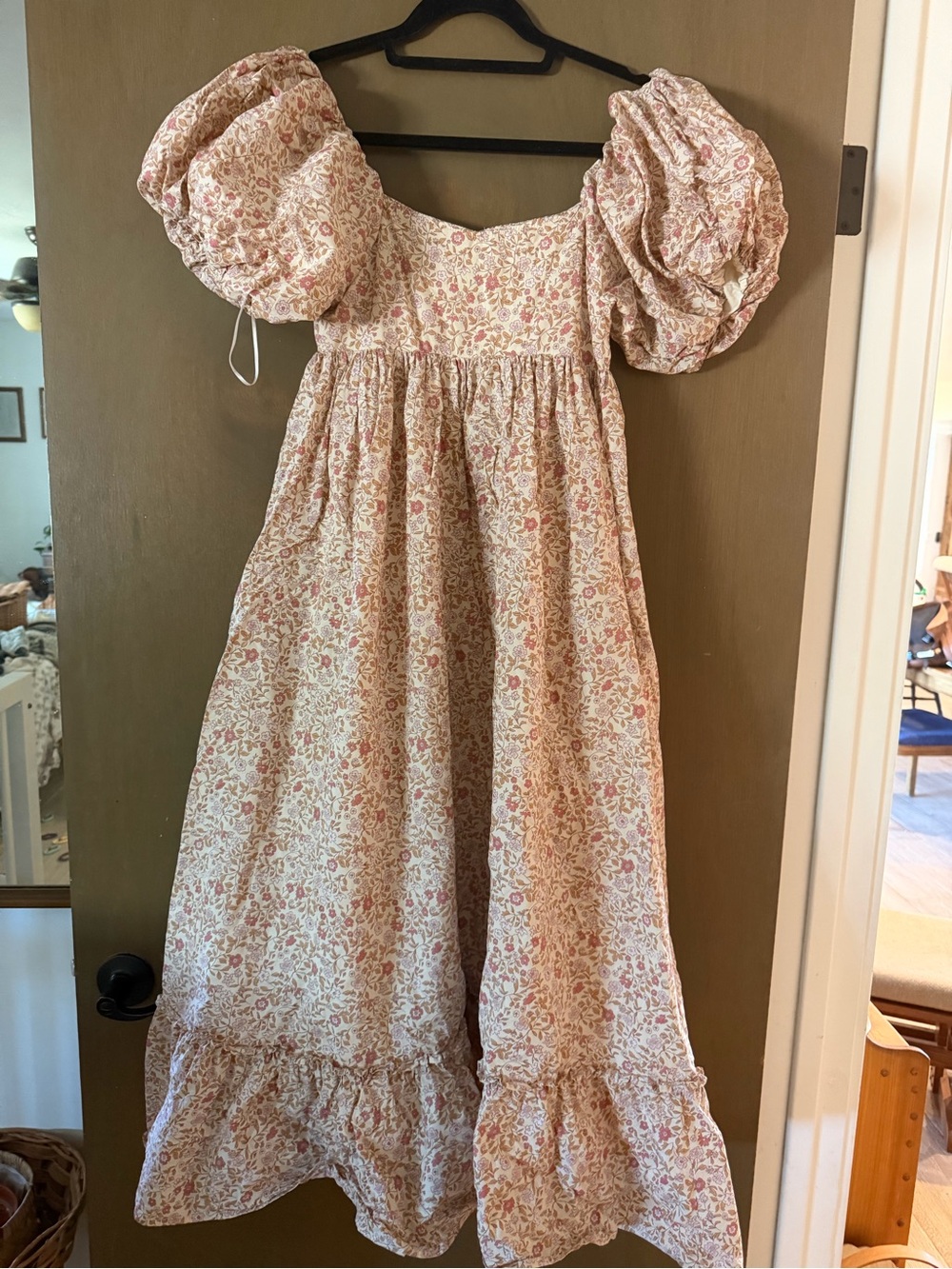 Floral Midi Dress with Smocked Bodice in Blush - Picture 2 of 4